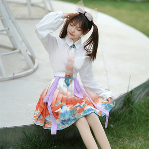 汉元素汉服女原创新款夏季薄款中国风学生日常改良jk裙小个子短裙