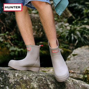 Hunter男鞋户外溯溪厚底雨鞋矮筒酷玩切尔西靴防水防滑短靴水鞋男