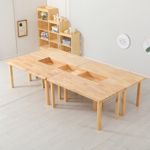 幼儿园美工桌椅实木美术桌儿童美术室桌子椅子宝宝早教绘画桌画画