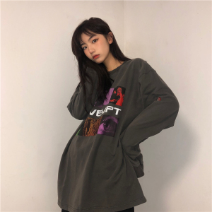 原宿风t恤女长袖chic港味