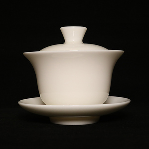 白瓷 盖碗 三才茶碗 原矿高岭土 纯手工 白瓷功夫茶具