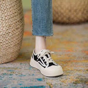 李林官方旗舰店帆布鞋女2022年新款夏季女鞋子百搭休闲板鞋学生厚