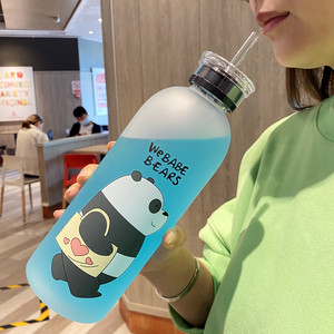 超大容量带吸管塑料水杯女学生韩版杯子男便携可爱大号水瓶1000ML