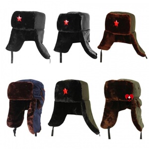 光头强帽子同款雷锋帽五角星军绿色加厚护耳帽棉帽子滑雪帽东北帽