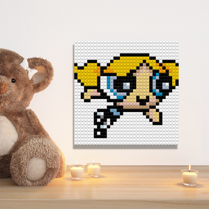 飞天小女警卡通小颗粒积木像素装饰画兼容乐高手工女生日礼品礼物