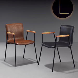 美式餐椅loft休闲设计师办公椅铁艺创意复古带扶手椅子靠背洽谈椅