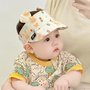 婴儿帽子夏季新款韩版纯棉遮阳男女宝宝空顶防晒可爱太阳超萌幼儿