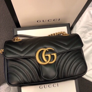 美国直邮gucci专柜marmont迷你nano羊皮菱格链条包斜挎小号 现货