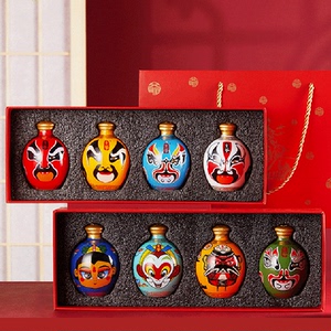 京爷北京二锅头国粹脸谱52度125ml清香型纯粮送礼盒装小瓶白酒