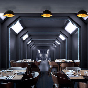 3d立体科幻太空舱壁纸酒吧网吧网咖装修高科技感墙面装饰背景墙纸