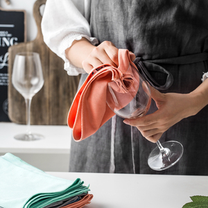 红酒杯擦拭布酒店餐具抹布彩色涤纶棉质口布家用杯布吸水不易掉毛