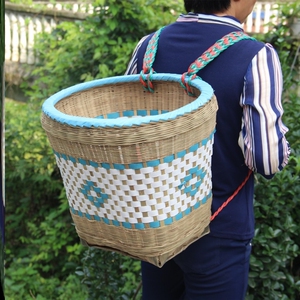 背篓竹编农用买菜小舞蹈道具竹编制品抓鱼家用塑料编织采摘背筐