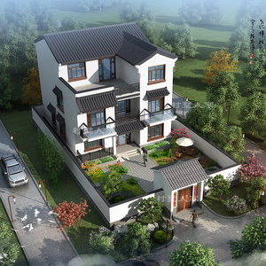 c323新农村三层中式古典仿古别墅设计图纸乡村自建楼房全套效果图