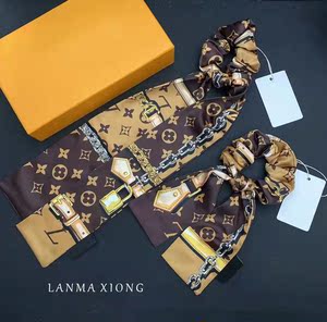 高档真丝飘带包包丝巾绑包装饰丝带老花束发带休闲字母lv丝巾