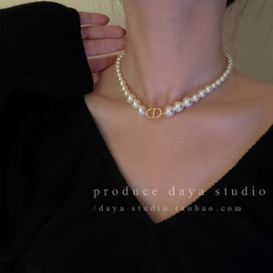 珍珠项链女轻奢小众颈链高级设计感爆款2023年新款锁骨装饰choker