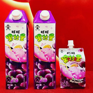 旺仔旺旺果粒多1l水果味饮料牛奶果汁味300ml葡萄加长版一升大瓶