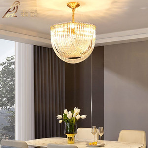 全铜轻奢后现代客厅吊灯北欧简约餐厅卧室水晶灯港式创意设计师灯