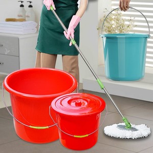 红色塑料桶圆桶手提水桶家用大小号带盖子耐摔提水洗车衣服拖地桶