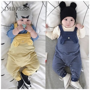 男宝背带裤套装小童洋气一岁半婴儿八九十个月春装裤子格子男宝宝