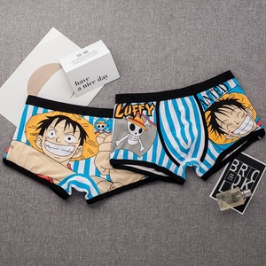 男卡通海贼王内裤纯棉男平角裤初中生男生全棉中腰动漫四角底裤衩