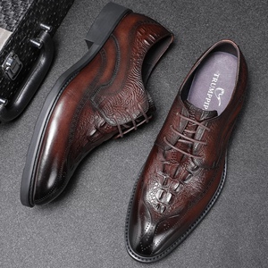 烟斗男鞋百年烟斗皮鞋新款鳄鱼纹英伦时尚商务正装皮鞋男0703611