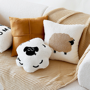 现代简约儿童可爱绵羊抱枕靠枕套ins风客厅沙发床头靠垫抱枕套