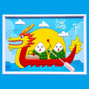 端午节手工diy划龙舟粽子儿童纽扣粘贴画幼儿园小学生制作材料包
