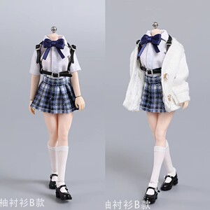 现货cdtoys cd042 1/12女兵人学生jk裙套装 适合1:12包胶素体