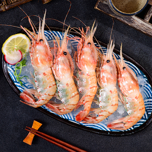 进口俄罗斯牡丹虾刺身7-10只超大号野生鲜活寿司虾新鲜冷冻500g
