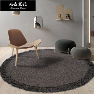 Rsemnia天然羊毛牦牛毛简约纯色沙发茶几卧室客厅圆形地毯