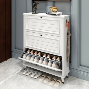 美式超薄鞋柜家用门口大容量翻斗窄鞋架玄关省空间收纳简欧门厅柜