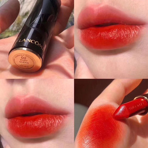 lancome兰蔻菁纯唇膏宝石切面黑管02#滋润胡萝卜色春夏显白口红