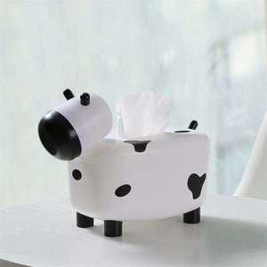 创意奶牛纸巾盒牙签盒家用客厅网红可爱小牛装抽纸竹签盒子二合一
