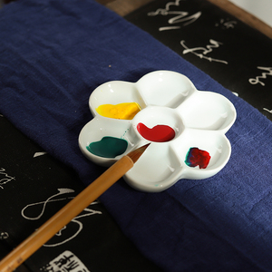 墨尘陶瓷调色盘国画陶瓷梅花颜料盘儿童调色画盘工具学生美术生专用