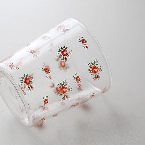 玻璃水杯女小碎花