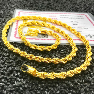 全新正宗男士24k泰国越南纯沙金黄金麻花项链男女999正品久不掉色
