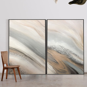 纯手绘油画定制北欧现代简约客厅装饰画玄关抽象海滩轻奢厚油挂画