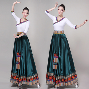藏族上衣舞蹈练习半身裙子藏式演出服广场舞表演服装民族风大摆裙