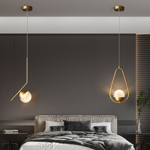 卧室床头吊灯现代轻奢创意个性电视背景墙吧台主卧掉线垂吊装饰灯