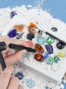 挖宝石敲矿石砸化石寻宝藏找钻石考古挖掘玩具古代儿童淘宝石盒子