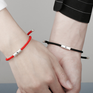 查克拉旗舰店天猫银情侣手链ins小众设计一对情侣款手绳红绳手链