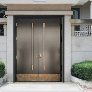 铸铝门别墅大门双开门对开现代农村防爆入户门轻奢铜门中式防盗门