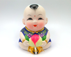 无锡惠山泥人精品泥塑彩塑特色手工艺品仙桃大阿福出国礼品摆件