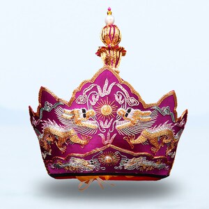 铁皮毗卢帽用品帽五佛冠法师法会僧帽纯手工刺绣带佛教桶