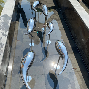 不锈钢小鱼摆件抽象金属鱼动物雕塑户外水景水池墙面装饰