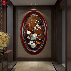 新中式玉雕装饰画东阳木雕实木挂件客厅走廊电视背景立体浮雕壁挂
