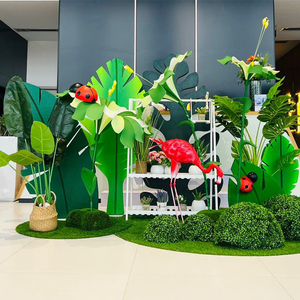 春季美陈创意橱窗装饰摆件叶子绿叶道具幼儿园商场dp点展厅布置