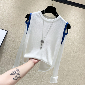 单肩衣服女秋露肩