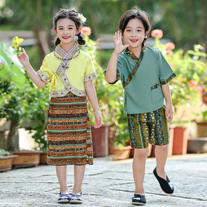 傣族服装儿童表演服装云南西双版纳泼水节服男女童演出服夏季新款