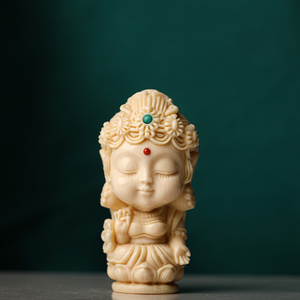 猛犸象牙雕刻度母萌佛宝宝吊坠文玩挂件饰品手链diy星月配饰女